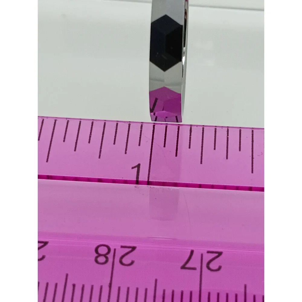 Vintage Tungsten Faceted Band Ring Size 10 Silver Tone 4mm Y2K Geometric‎ 4.1g